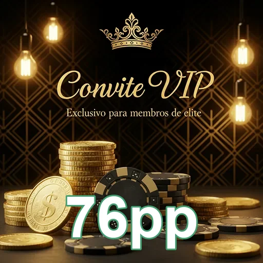 Convite VIP para cassino do site 76pp, com design elegante e detalhes luxuosos.